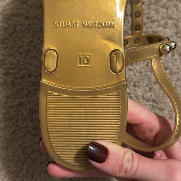 Stuart Weitzman Gold Jelly Thong Sandals - Picture 8 of 8